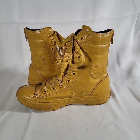 Converse Chuck Taylor Hi-Rise Boot Rubber Yellow Rear Zip 549589C Size W 5.5 - Picture 11 of 12